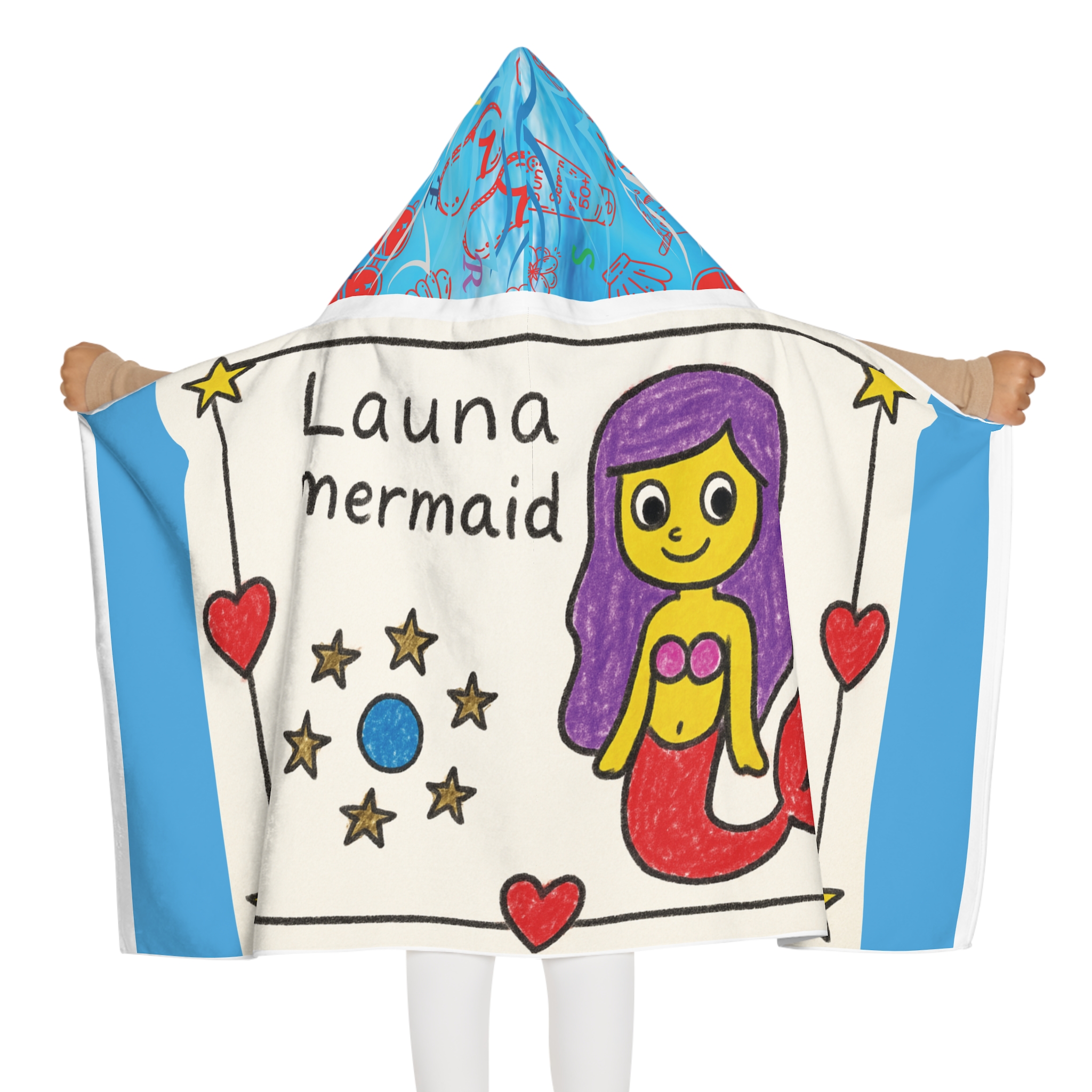 L Mermaid Kids Hooded Towel Launa Mermaid Graphic Swim Cover-up - Image 4