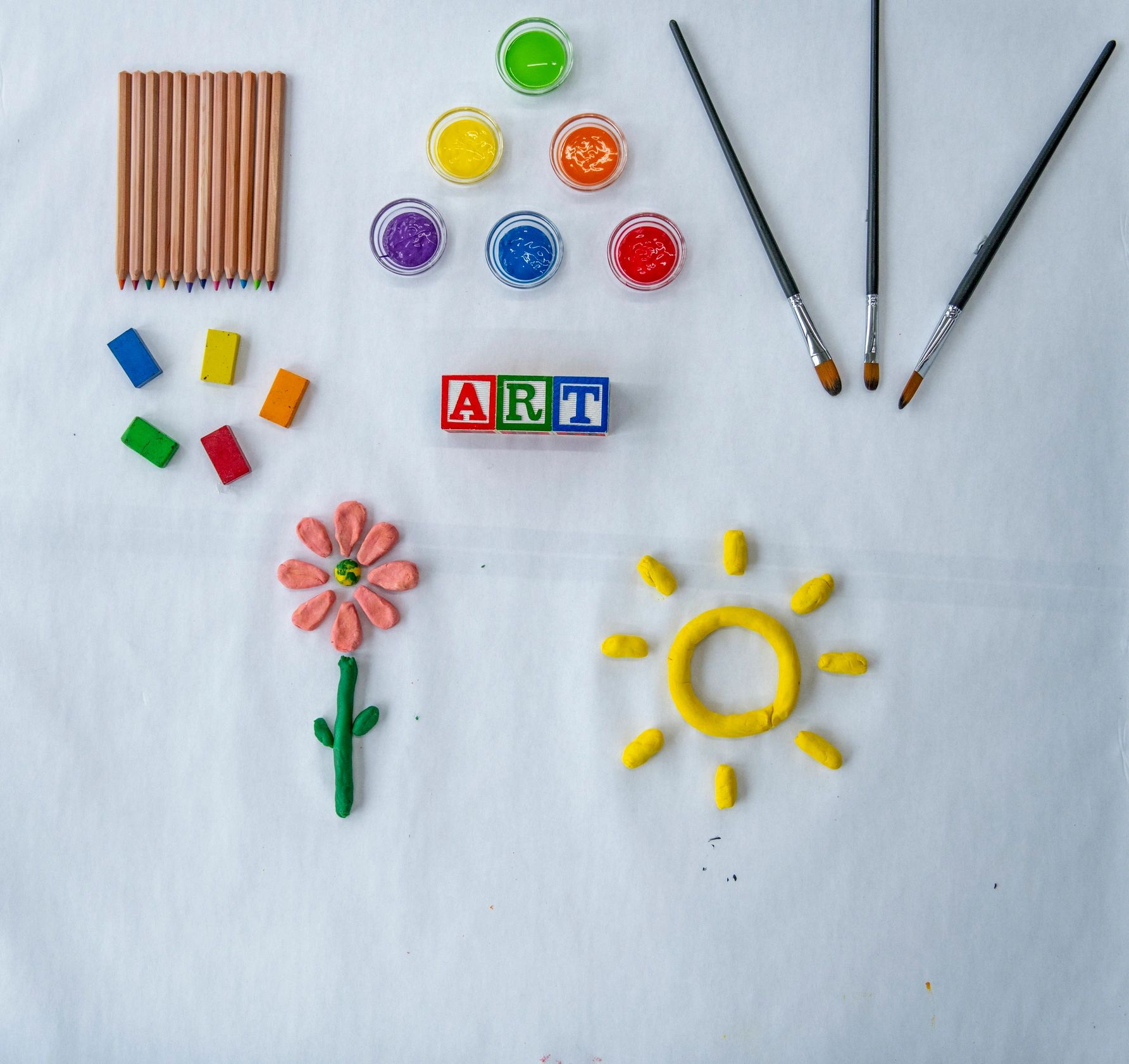 Art supplies on a desk