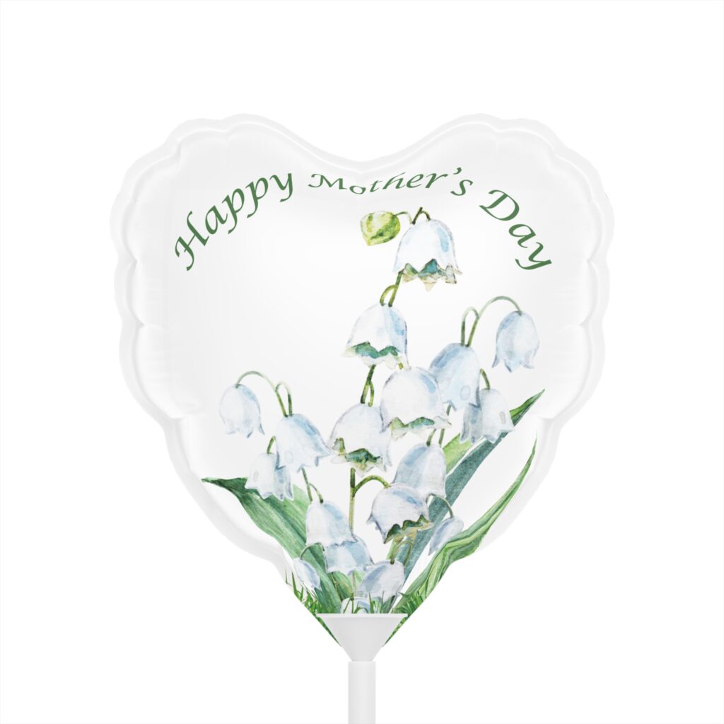 Mother's Day heart balloon with lily-of-the-valley