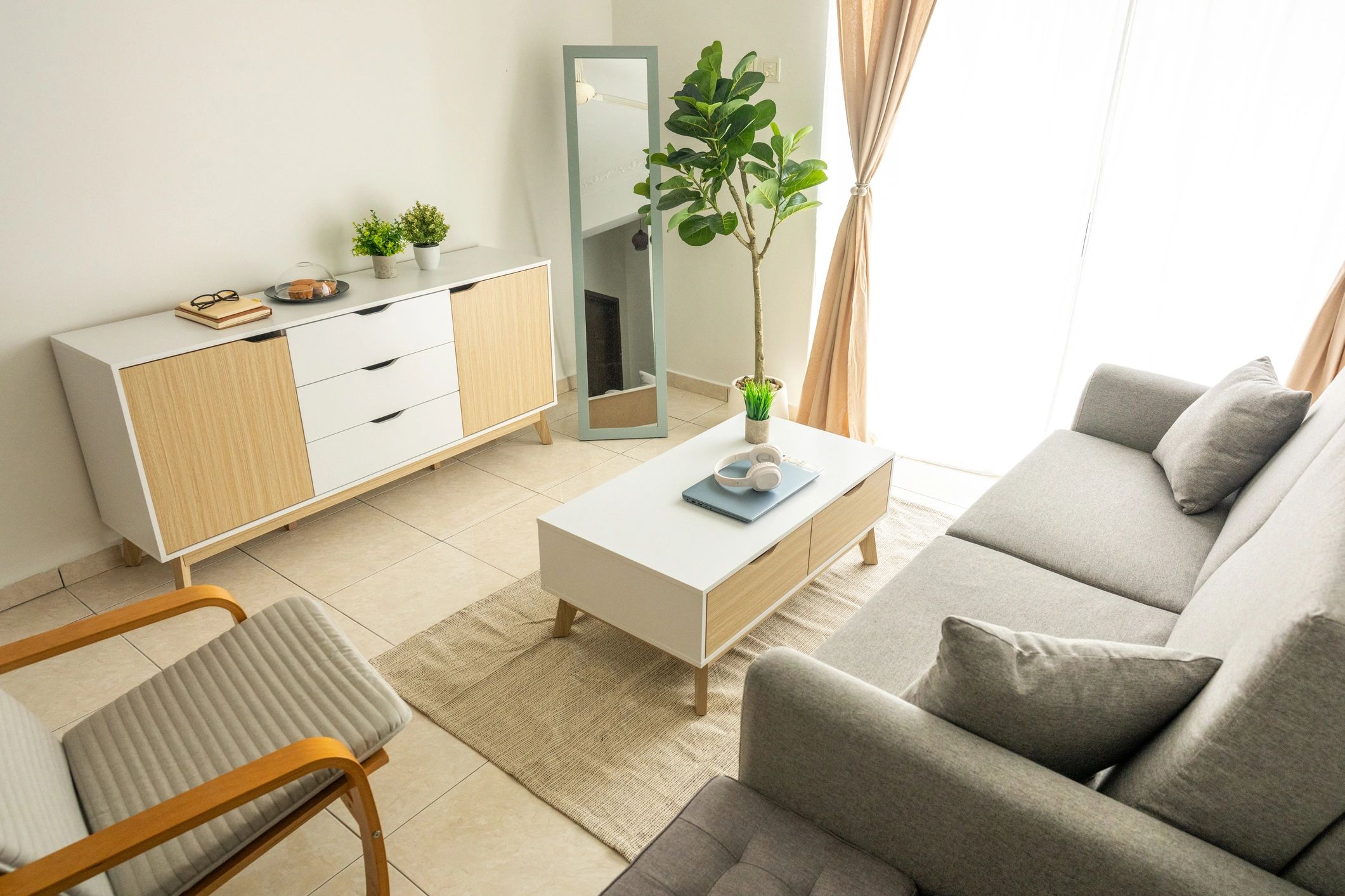 Modern living room with neutral tones