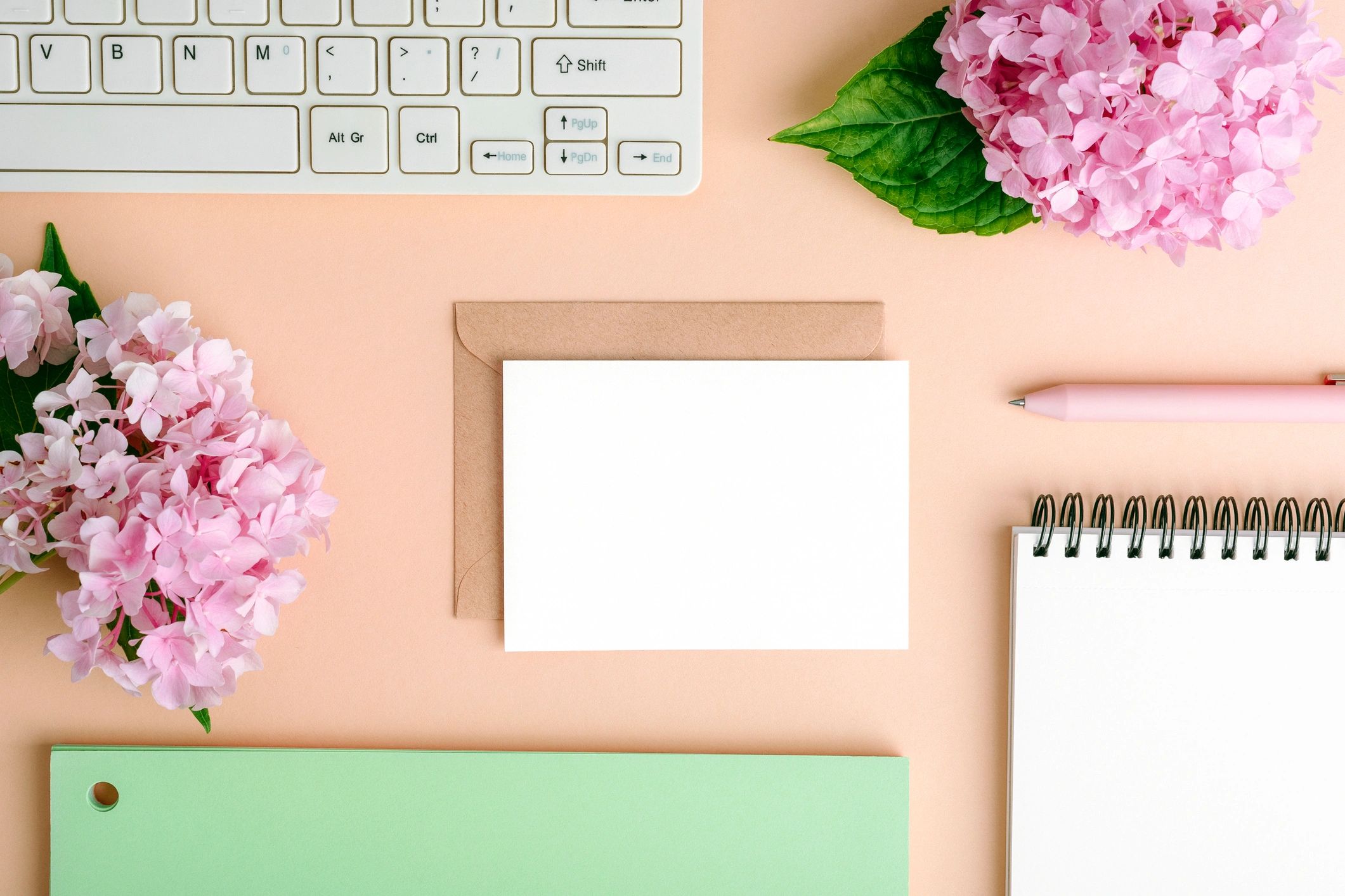 Desk flat lay with stationery used as a customer avatar placeholder
