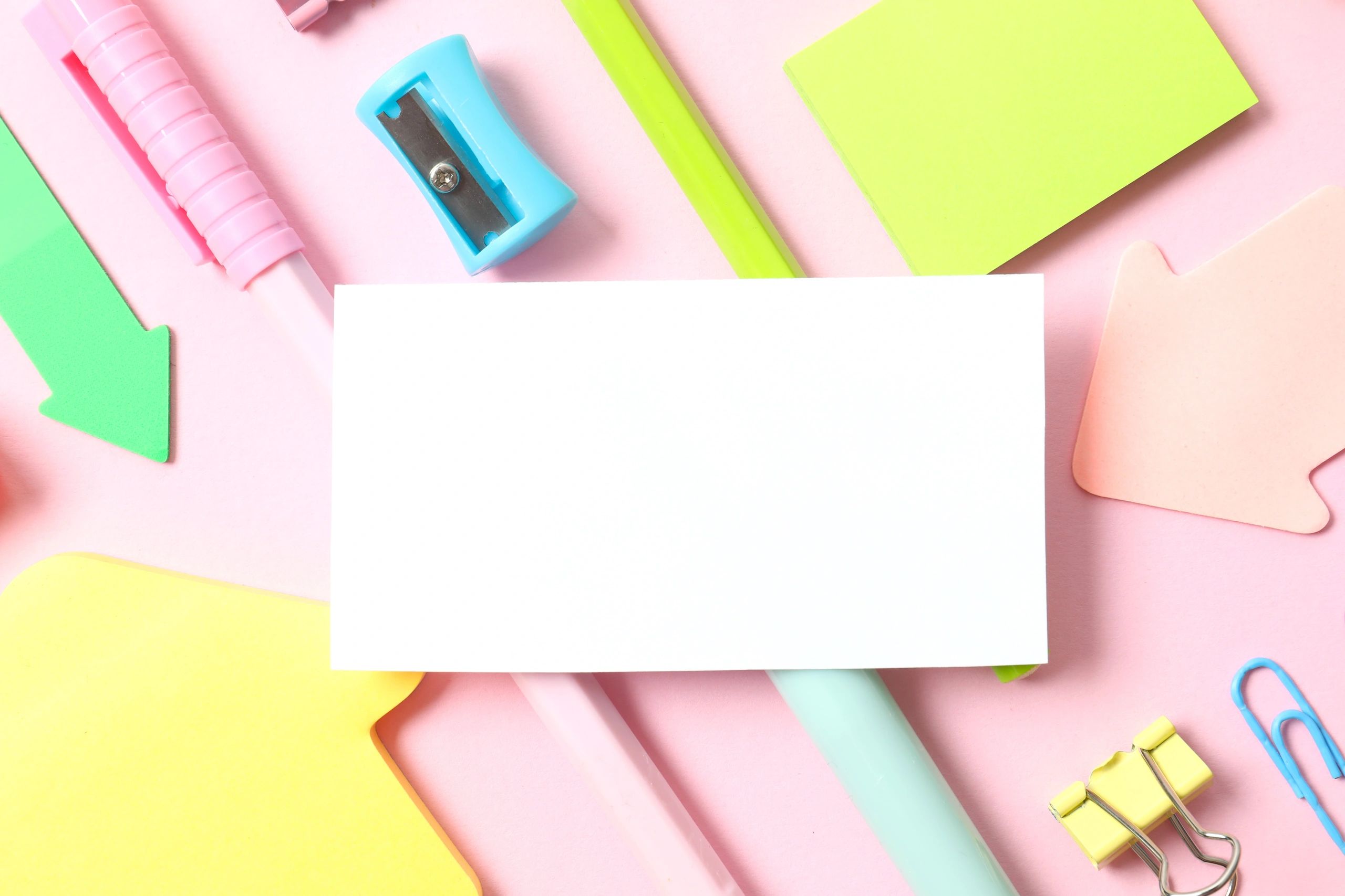 Stationery and paper card on colorful background