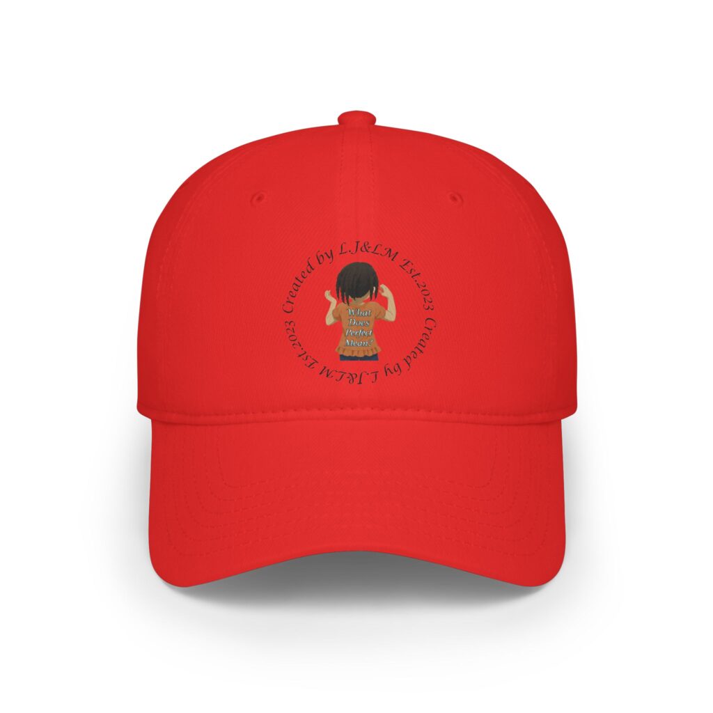 Red baseball cap with child illustration