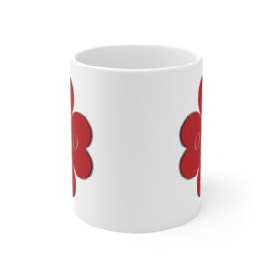 Red Clover LOVE Clover Mug | Valentine Heart Floral Ceramic Mug