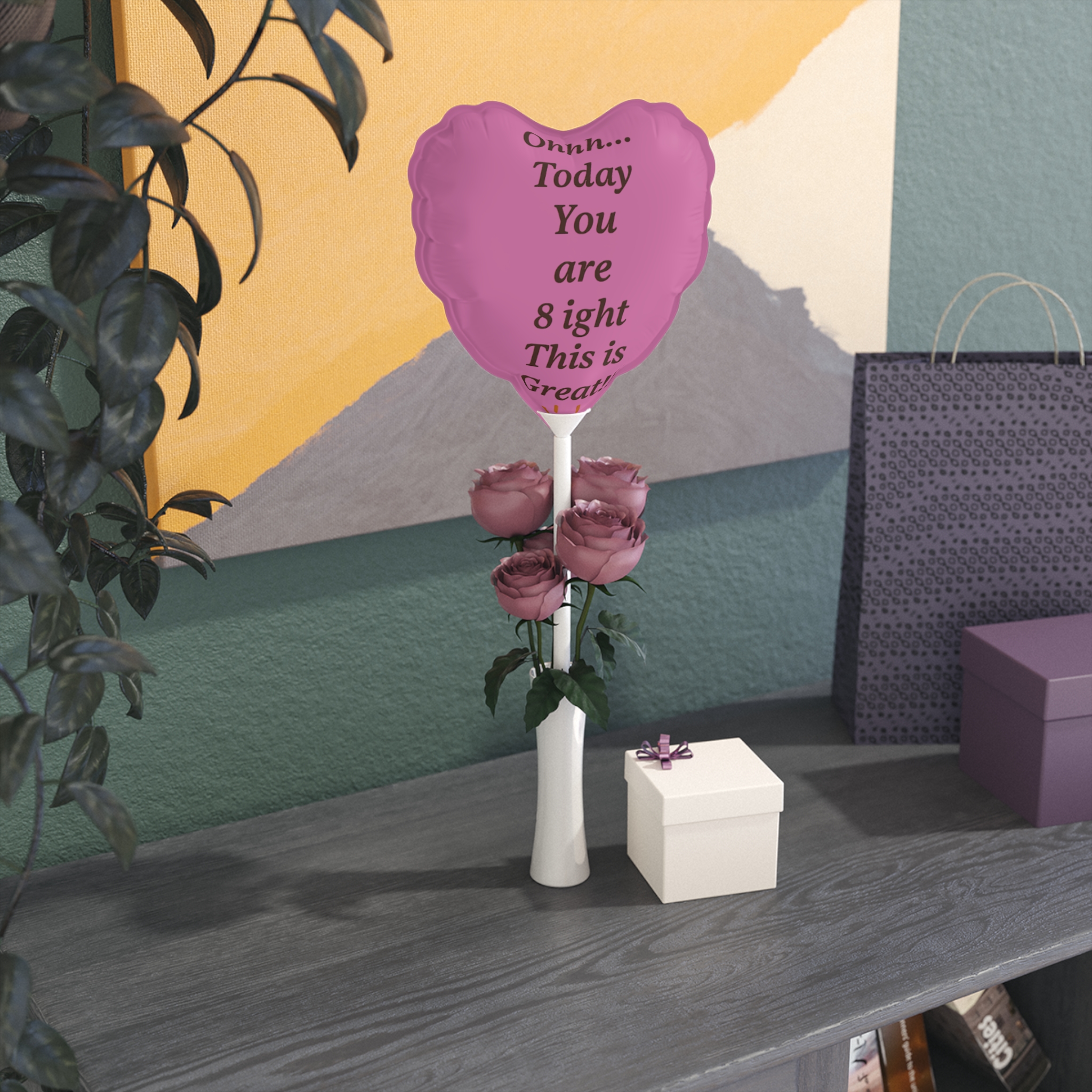 Pink Custom Print Message Confetti Balloon 6" Round & Heart-shaped Balloon - Image 4