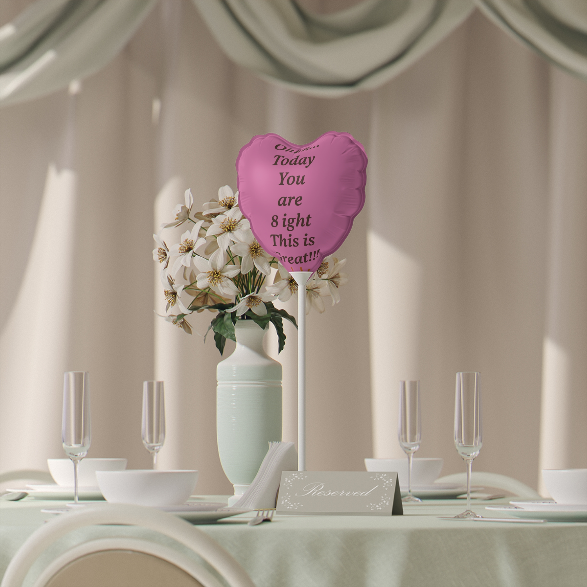 Pink Custom Print Message Confetti Balloon 6" Round & Heart-shaped Balloon - Image 3