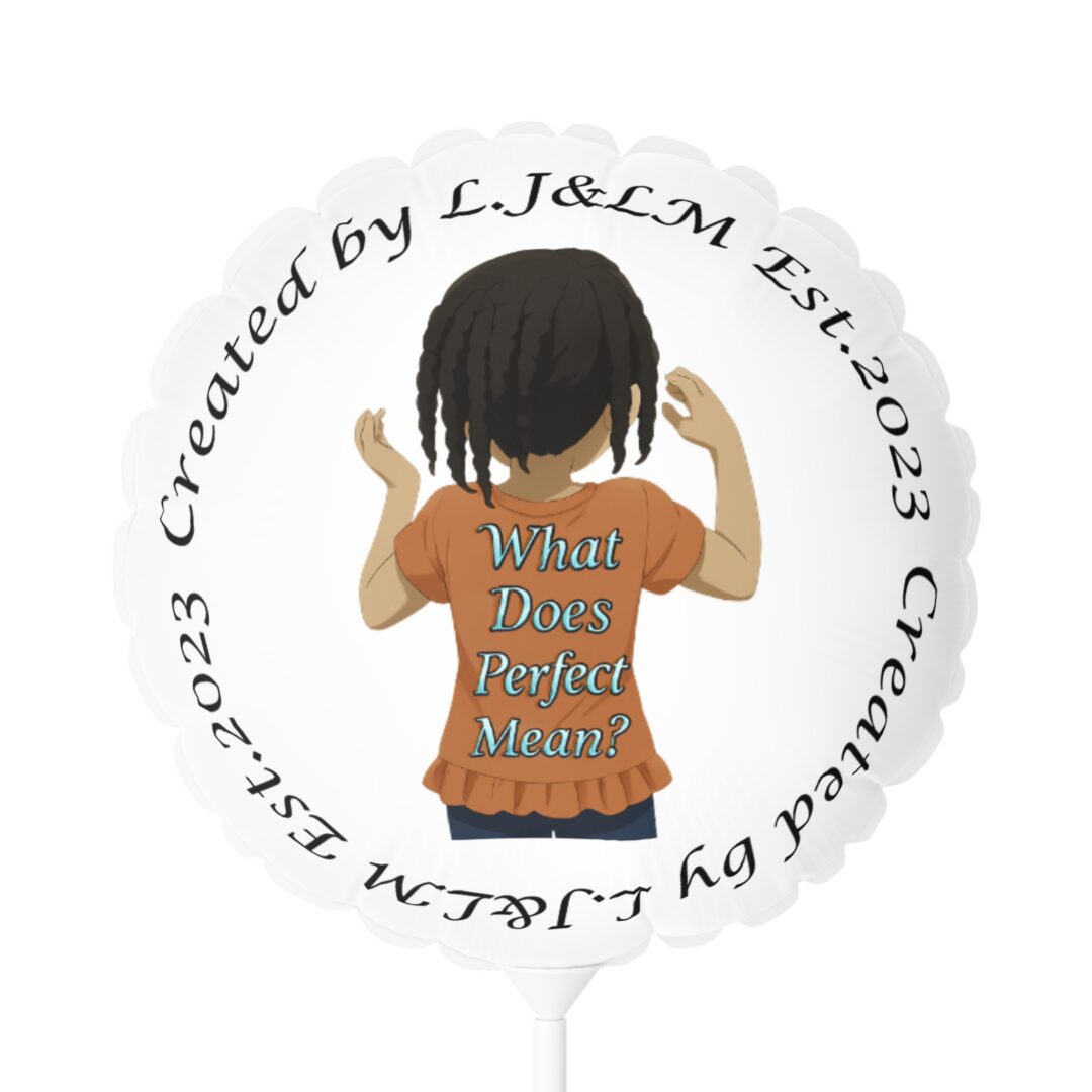 Illustration of child with braids on balloon